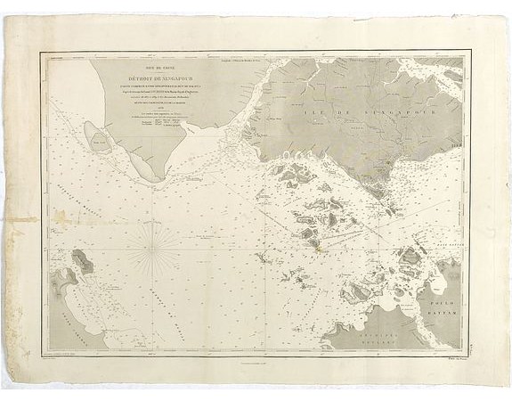 HYDROGRAPHIC OFFICE OF THE ADMIRALTY. -  Mer de Chine - Detroit De Singapour Partie Comprise Entre Singaour et Le Dett. De Malacca d'apres les travaux du Commr. J.W. Reed de la Marine Royale d'Angleterr, executes de 1865 a 1869 et les documents Hollandais