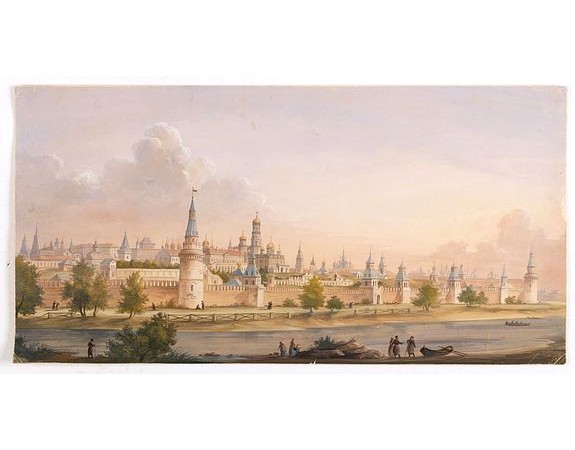 RUSSIAN SCHOOL -  (View of the Moscow Kremlin, seen from the Moskva River in the south).