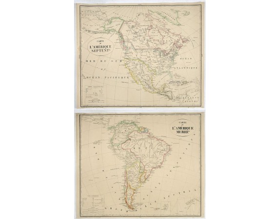 VAN DER MAELEN, Ph. -  [2 maps] Carte de L'Amerique Septent. [together with] Carte de L'Amerique Merid.le.