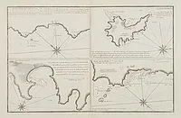 AYROUARD, J. - Plan de la Rade des canelles.. / Plan de l'Isle Plane.. / Plan du Port de St. Pierre de Campe.. / Plan de la rade de Ste. Marie Chapelle..