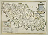 JAILLOT, H. /  SANTINI. - Carte Particulière de l'Isle de Corse. Divisée par ses Dix Provinces ou Juridictions et ses quatre Fiefs..