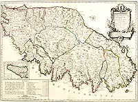 JAILLOT, H. /  SANTINI. - Carte Particulière de l'Isle de Corse. Divisée par ses Dix Provinces ou Juridictions et ses quatre Fiefs.