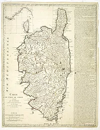 St ANGELO / LATTRE / VEZOU. - Carte de l'Isle de Corse divisée par Jurisdictions.