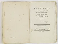 BOSWELL, J. - Giornale del viaggio fatto nell' Isola di Corsica da Giacomo Bosvvell, con alcune memorie del Generale, Pasquale Paoli, che serve di tomo II. alla Relazione della Corsica.