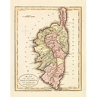 WALLIS, J. - Map of the Isle of Corsica, Divided into 9 Districts & 68 Cantons.